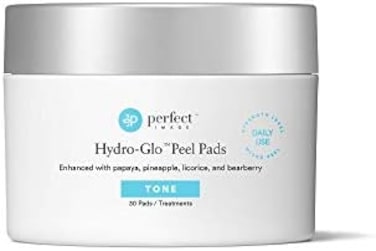 PERFECT IMAGE Hydro-Glo 10% Daily Use Peel Pads Enhanced with Lactic Acid, Mandelic Acid, Glutathione, Kojic Acid, Licorice, Papaya, Pineapple, Bearberry Extracts -