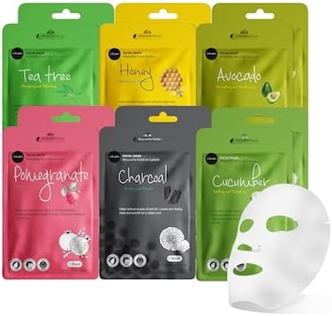 Celavi Cosmetics Essence Facial Face Mask Paper Sheet Korea Skin Care Moisturizing 12 Pack (Mix - 2 of Each)