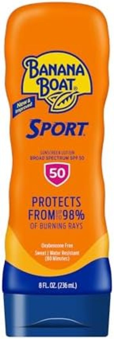 بانانا بوت لوشن واقي من الشمس من سبورت الترا، ريف فريندلي، واسع الطيف بعامل وقاية من الشمس 50، 236 مل