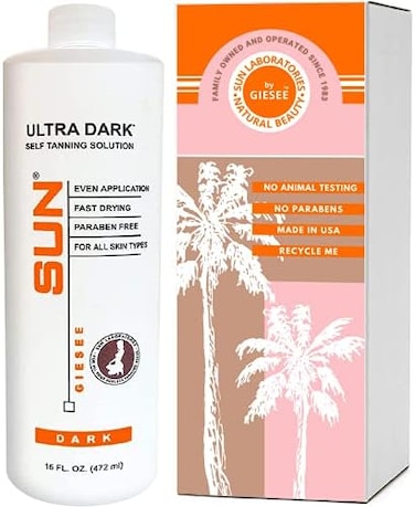 Sun Laboratories Tan Solution Spray Tan (Dark) Self Tanning Spray (16 Oz) - Natural Sun-Free Solution, For Body And Face For A Golden Tan - Flawless Ultra Dark Bronzer