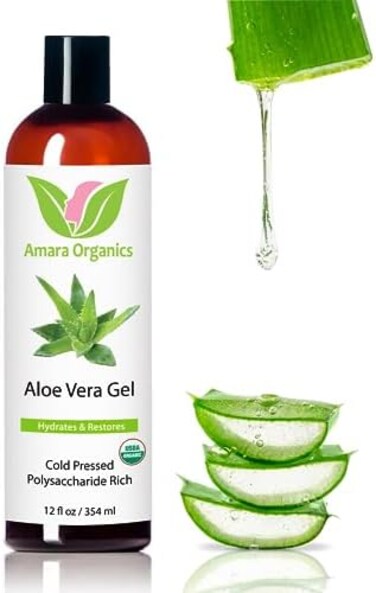 Amara Beauty Aloe Vera Gel from Organic Cold Pressed Aloe, 8 fl. oz.