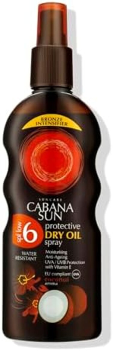 Cabana Sun SPF 6 Dry Oil Spray   200 ml   Water-Resistant   Moisturising   Anti-Ageing   UVA/UVB Protection   With Vitamin E &amp; Tyrosine   EU Compliant
