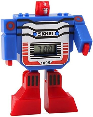 فانميس ساعة يد رقمية للاطفال بتصميم روبوت كرتوني باضاءة LED بلون ازرق