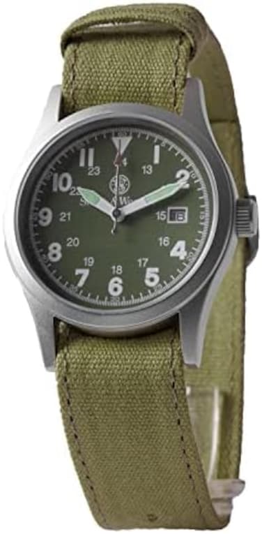 Smith &amp; Wesson Men's Military Watch, Water Resistant, 3 ATM with 3 Interchangeable Canvas Straps, Date Display, Scratch Resistant Glass, Suitable for Swimming, Fishing, Water Sports, 38 mm