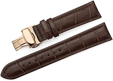 iStrap Uhrenarmb&auml;nder - Krokodilmuster Echtes Leder M&auml;nner Frauen - Bereitstellungsschnalle mit Druckknopf Armband - 18mm 19mm 20mm 21mm 22mm 24mm - Schwarz Braun
