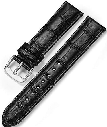 iStrap Leather Watch Band Alligator Grain Calfskin Replacement Strap Stainless Steel Buckle Bracelet for Men Women-18mm 19mm 20mm 21mm 22mm 24mm-Black Brown