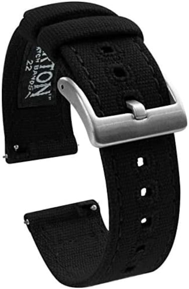 BARTON WATCH BANDS BARTON Canvas Quick Release Watch Band Straps - Choose Color &amp; Width - 18mm, 19mm, 20mm, 21mm, 22mm, 23mm, or 24mm