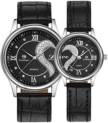 DREAMING Q&amp;P Fq-102 Stainless Steel Romantic Pair His and Hers Wrist Watches for Men Women Set of 2