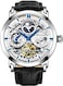 Stuhrling Original St&uuml;hrling Original Mens Watch Stainless Steel Automatic, Skeleton Dial, Dual Time, AM/PM Sun Moon,Genuine Leather Strap 371 Watches for Men Series