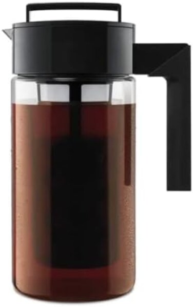 Takeya Patented Deluxe Cold Brew Iced Coffee Maker with Airtight Lid &amp; Silicone Handle, 1 Quart