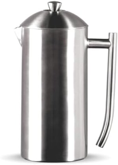Frieling Double-Walled Stainless Steel French Press - 23 Oz Brushed Insulated Coffee Maker - Portable Metal Coffee Pot
