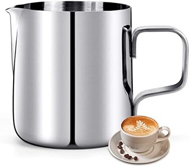 HULISEN 6.8oz/200ml Milk Pitcher, Stainless Steel Espresso Latte Steaming Frothing Pitcher, Coffee Milk Frother Maker, Pour Cup