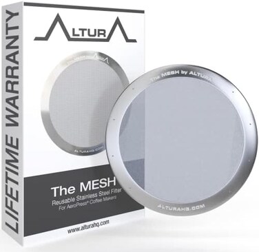 ALTURA The MESH: Reusable Metal Filter for AeroPress Coffee Maker. Also Fits AeroPress Go Coffee Press. No More Paper Filters