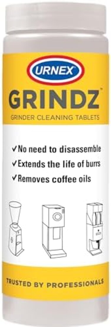 Urnex Grindz Professional Coffee Grinder Cleaning Tablets - 430 grams - All Natural Food Safe Gluten Free - Cleans Grinder Burr and Casing - Help Extend Life of Your Grinder