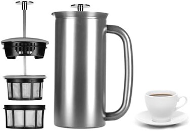 ESPRO Coffee Press P7-32 oz Double Wall Vacuum Insulated Brushed Stainless Steel Coffee Press