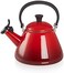 Le Creuset Kone Stove-Top Kettle with Whistle, Suitable for All Hob Types Including Induction, Enamelled Steel, Capacity: 1.6 Litre, Cerise, 40101020600000
