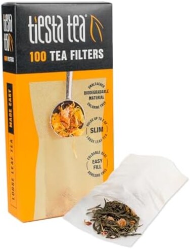 Tiesta Tea Loose Leaf Filters for Brewing   Disposable Infuser for Hot &amp; Iced Drinks   Easy-Fill Steeper   Unbleached Paper   Single-Cup Infuser for Loose Leaves   100 Empty Bags
