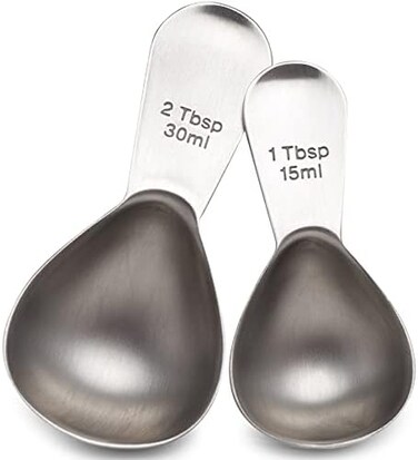 COLETTI Coffee Scoop Pack of 2 - Tablespoon Scoop - Stainless Steel Short Handle For Measuring Ground Coffee, Sugar and Baking (1 and 2 TBSP)