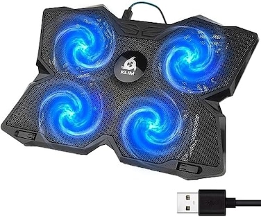 KLIM Wind Laptop Cooling Pad + Laptop Stand with 4 Fans at 1200 RPM + Rapid Action Cooling Fan + Laptop Cooler Compatible between 10 and 19 inches + Laptop Cooling Fan + New 2020 Version - Blue