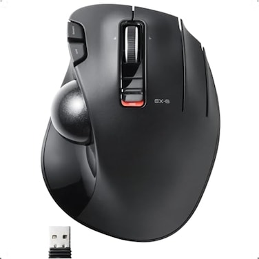 ELECOM EX-G Trackball Mouse, 2.4GHz USB Wireless, Ergonomic Design, Thumb Control, Smooth Roller Ball, Optical Tracking, 6 Programmable Buttons, Tilt Scroll, Computer Mice for Laptop PC, Windows &amp; Mac