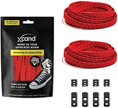 Xpand No Tie Shoelaces System with Elastic Laces - One Size Fits All Adult and Kids Shoes