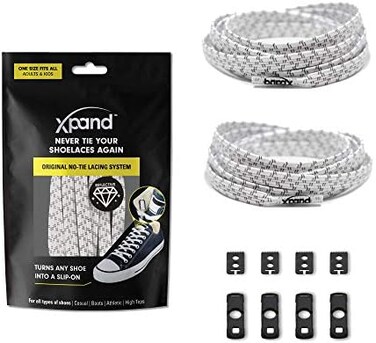Xpand No Tie Shoelaces System with Elastic Laces - One Size Fits All Adult and Kids Shoes