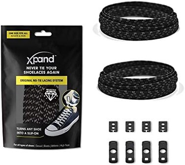 Xpand No Tie Shoelaces System with Elastic Laces - One Size Fits All Adult and Kids Shoes