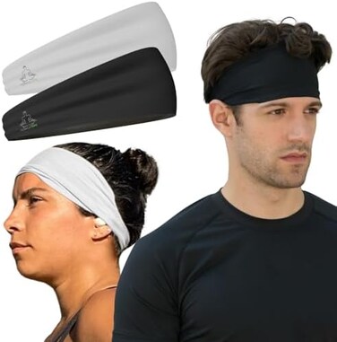 Temple Tape Headbands for Men and Women - Mens Sweatband &amp; Sports Headband Moisture Wicking Workout Sweatbands for Running, Cross Training, Yoga and bike helmet friendly