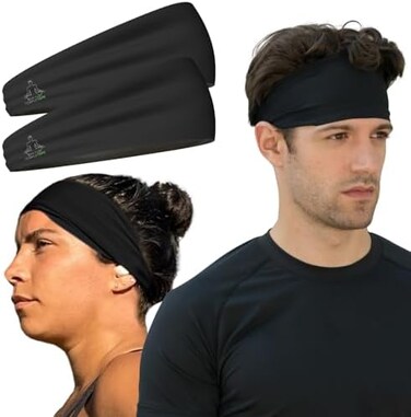 Temple Tape Headbands for Men and Women - Mens Sweatband &amp; Sports Headband Moisture Wicking Workout Sweatbands for Running, Cross Training, Yoga and bike helmet friendly
