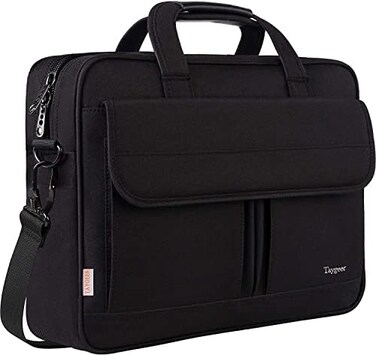 Taygeer Laptop Bag 15.6 Inch Premium Water-Repellent Laptop Office Briefcase Lightweight Messenger Bag with Adjustable Shoulder Strap &amp; Multiple Compartments for Men Women Travel Business School-Black