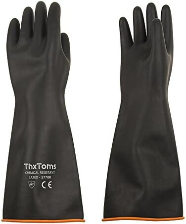 ThxToms Heavy Duty Latex Gloves, Resist Strong Acid, Alkali and Oil