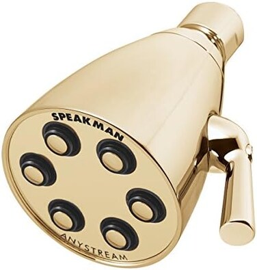 Speakman S-2252-PB Signature Brass Icon Anystream High Pressure Adjustable Shower Head, Polished Brass, 2.5 GPM