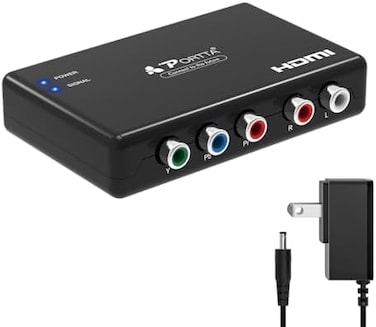 Portta Component to HDMI Converter, YPbPr RGB + R/L Audio to HDMI Converter v1.3 Support 1080P 2 Channel LPCM for HDTV PS2 PS3 HDVD Player Wii Xbox (Component to HDMI) (Converter Without HDMI Cable)
