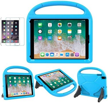 Suplik iPad 9.7 2018 2017 / Air 1/2 / Pro 9.7 Case for Kids - Duable Shockproof Protective Handle Bumper Stand Cover with Screen Protector for iPad 9.7 inch 5th/6th Generation, Blue