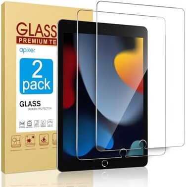 apiker [2 Pack] Screen Protector for iPad 8th 7th Generation 10.2 Inch (iPad 8 7) 2020 2019 Release, Tempered Glass Screen Protector Compatible with Apple Pencil