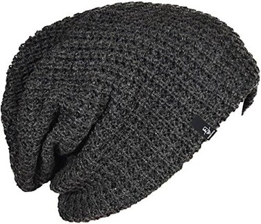 FORBUSITE Mens Slouchy Long Oversized Beanie Knit Cap for Summer Winter B08, Dark Gray, L