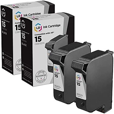 خرطوشة حبر معاد تصنيعها بديلة لطابعة اتش بي 15 C6615DN (اسود، عبوتان) من ال دي