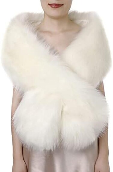 Dikoaina Women's Winter Fake Faux Fur Scarf Wrap Collar Shawl Shrug