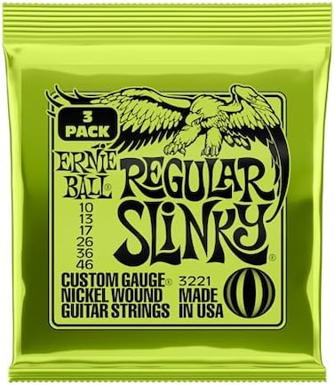 Ernie Ball Regular Slinky Nickel Wound Electric Guitar Strings 3-Pack, 10-46 Gauge (P03221)