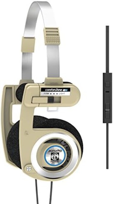 Koss Porta Pro Limited Edition Headphones   in-Line Microphone &amp; Remote   Volume Control   Portable On-Ear   Hard Carry Case Included Rhythm Beige
