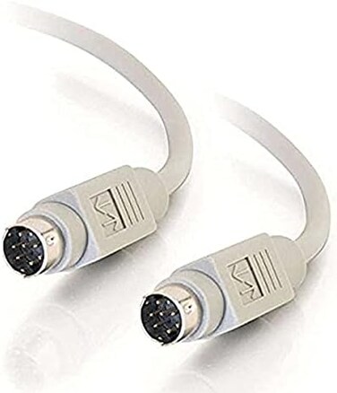 C2G 02318 كيبل ميني DIN M/M تسلسلي RS232 بـ8 دبابيس، بيج (10 قدم، 3.05 متر)، لاب توب