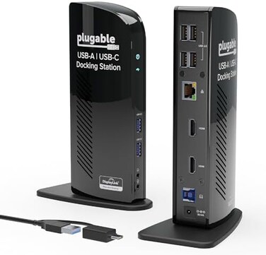 بلاجابل قاعدة شحن لابتوب عالمية USB 3.0 لويندوز (فيديو مزدوج HDMI ودي في اي/في جي ايه، جيجابت ايثرنت، صوت، 6 منافذ USB)