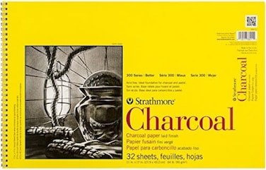 Strathmore 300 Series Charcoal Paper Pad, Top Wire Bound, 11x17 inches, 32 Sheets (64lb/95g) - Artist Paper for Adults and Students - Charcoal and Pastel