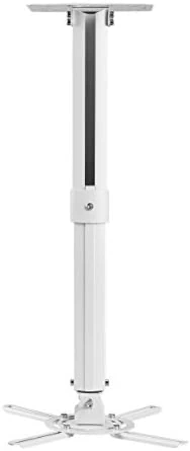 suptek White Universal Projector Ceiling Mount Bracket Fits Flat or Sloped Ceiling Height Adjustable with Extendable Length for LCD/DLP Projectors (PR05)