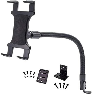 ChargerCity Flexible 20-Inch Aluminum Gooseneck Car Seat Floor Bolt Tablet Mount for all 7-12 Inch Screen Tablets Bundle with 10 feet USB Extension Cable