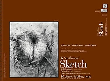Strathmore 455-18 400 Series Sketch Pad, 18" X 24" Wire Bound, 30 Sheets , White