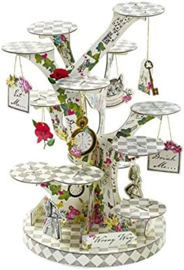 Talking Tables TSALICE-TREATSTAND Alice In Wonderland Cupcake Stand Centerpiece Mad Hatter Tea Party, Treat, Mixed colors