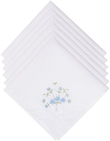 Selected Hanky SelectedHanky Damen Baumwolle Taschentcher Blume bestickt mit Spitze Damen Einstecktuch