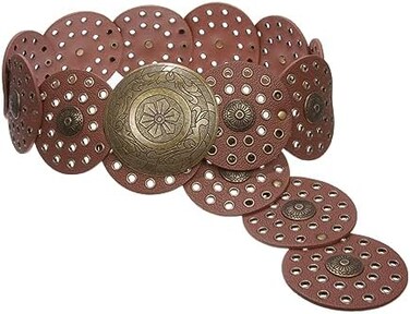 beltiscool 3 1/2" (90 mm) Wide Ladies Wide Boho Disc Concho Leather Belt
