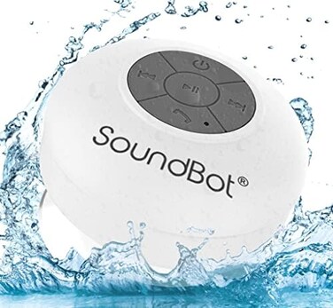 Soundbot SB510 HD Water Resistant Bluetooth 3.0 Shower Speaker, Handsfree Portable Speakerphone with Built-in Mic, 6hrs of Playtime, Control Buttons and Dedicated Suction Cup for Showers (White)